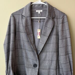 Max Studio Black and White Plaid Blazer